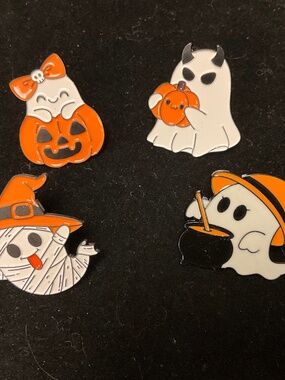 Halloween Ghost & Pumpkin Pin Set of 4